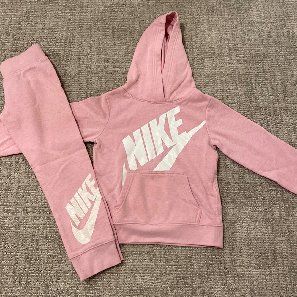 Matching Nike girls set - Light pink Nike sweatpants and hoodie both size 6X